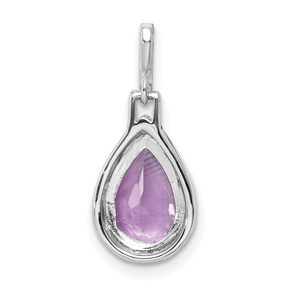 Sterling Silver Teardrop Pendant with Amethyst Gemstone and Accent Bail for Women