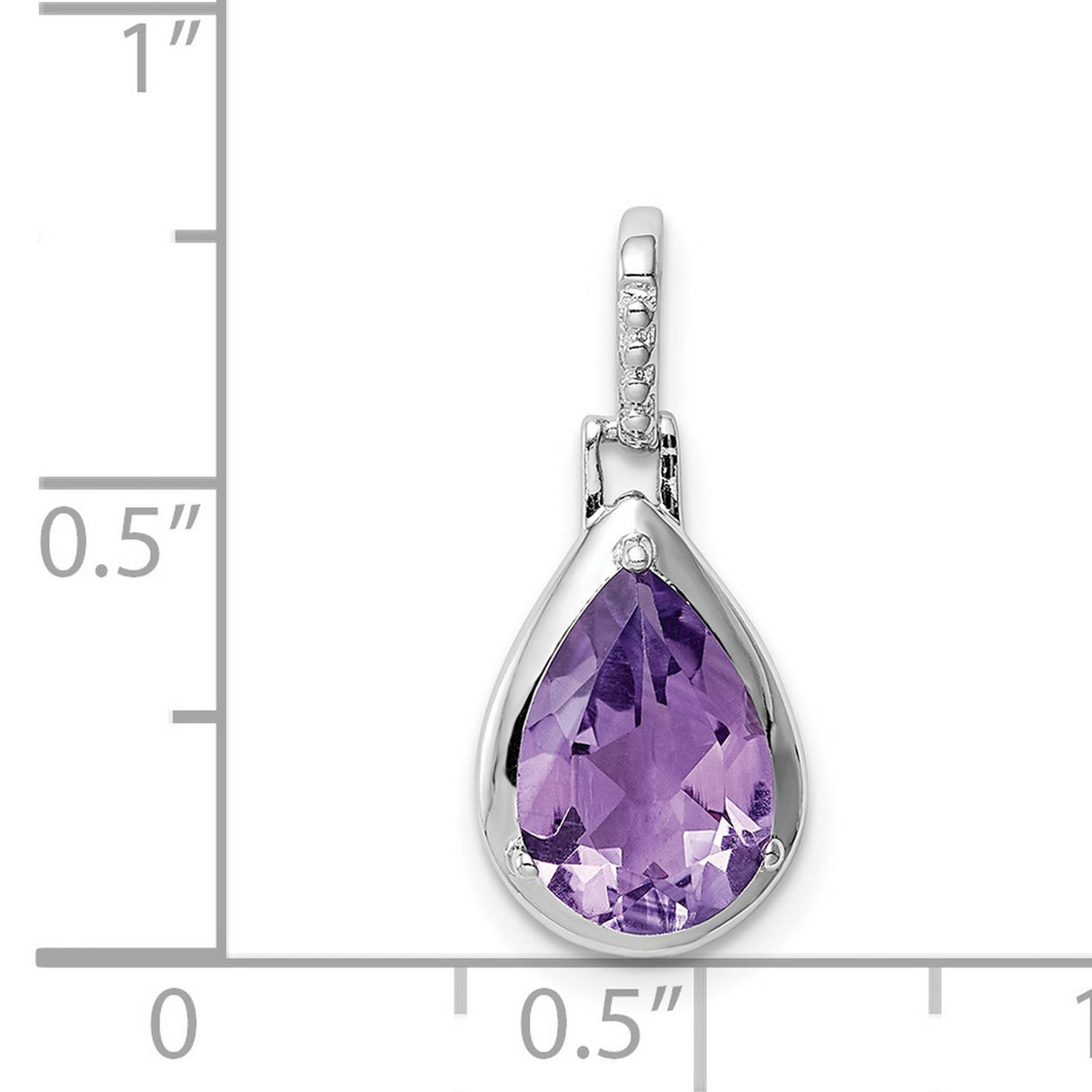 Sterling Silver Teardrop Pendant with Amethyst Gemstone and Accent Bail for Women