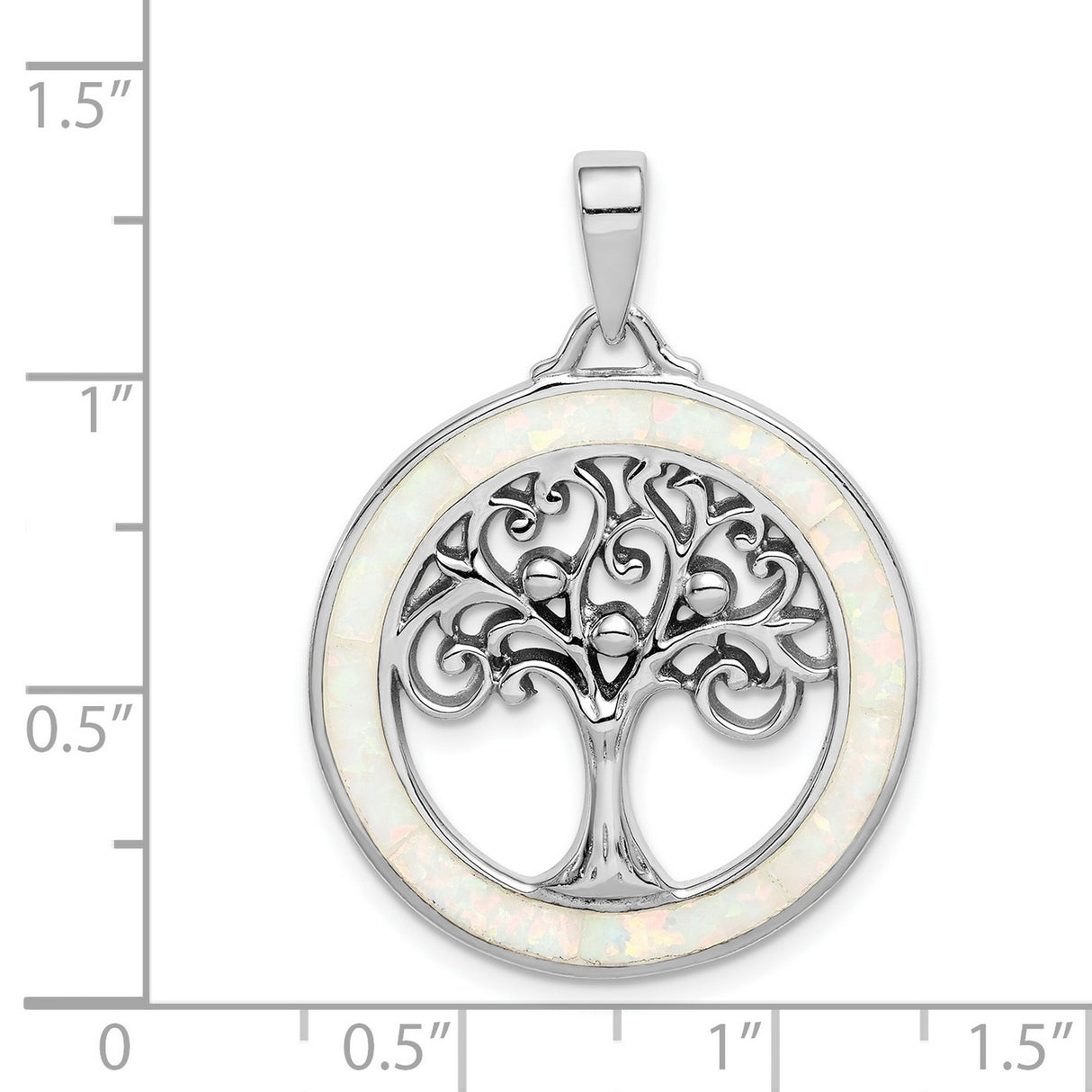 Sterling Silver Tree of Life Pendant with Lab Created Opal Inlay, Nature Inspired Design for Women