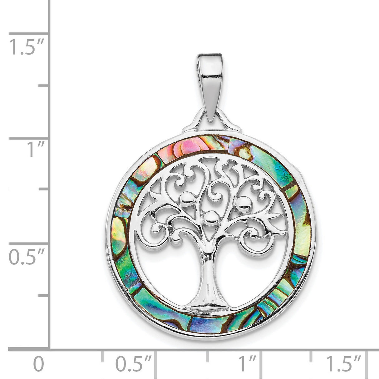 Sterling Silver Tree of Life Pendant with Abalone Shell Inlay, Spiritual Nature Jewelry for Women