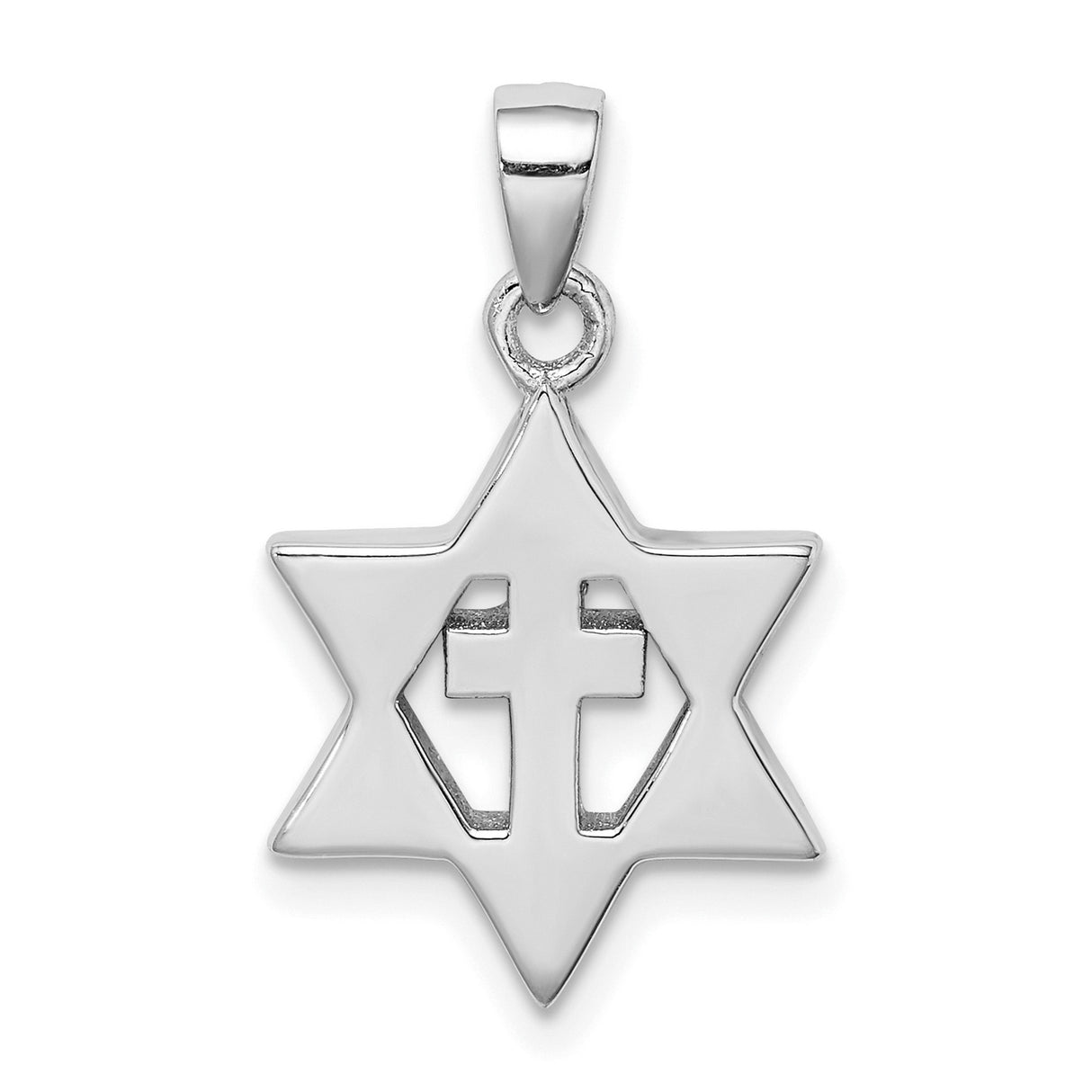 Sterling Silver Star of David Pendant with Blue Opal and Cross Cutout