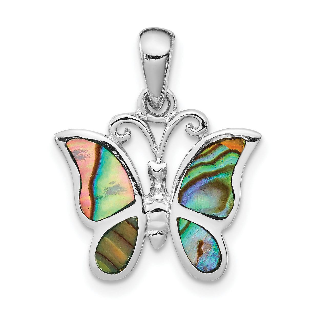 Sterling Silver Butterfly Pendant with Abalone Shell Inlay, Nature Inspired Jewelry for Women