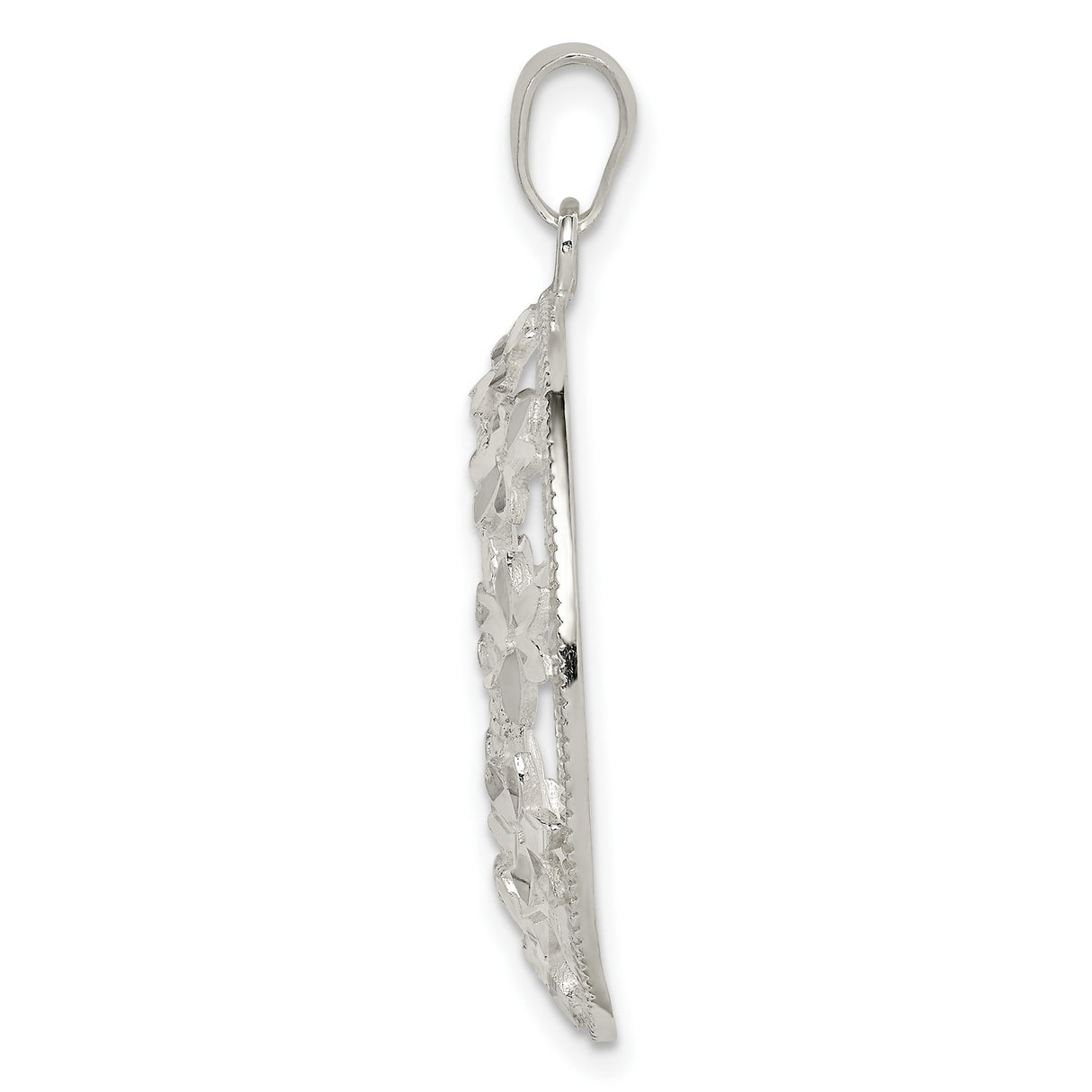 Sterling Silver Circle Pendant with Openwork Floral Design and Botanical Motifs for Women