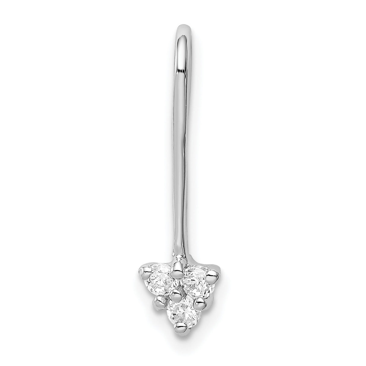Sterling Silver Nose Stud with Cubic Zirconia Triangular Floral Setting
