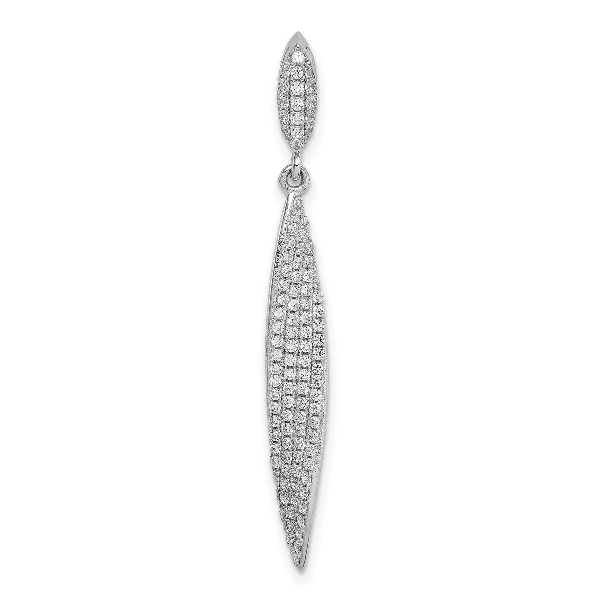 Sterling Silver Drop Earrings with Cubic Zirconia, Long Marquise Design, Modern Evening Style