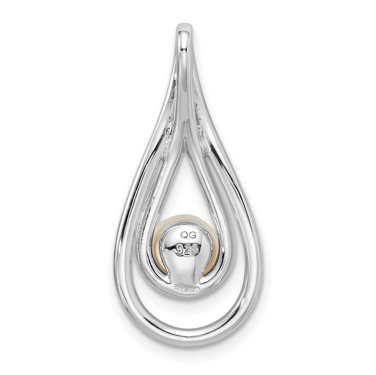 Sterling Silver Teardrop Pendant with White Pearl, Minimalist Bridal Jewelry for Women