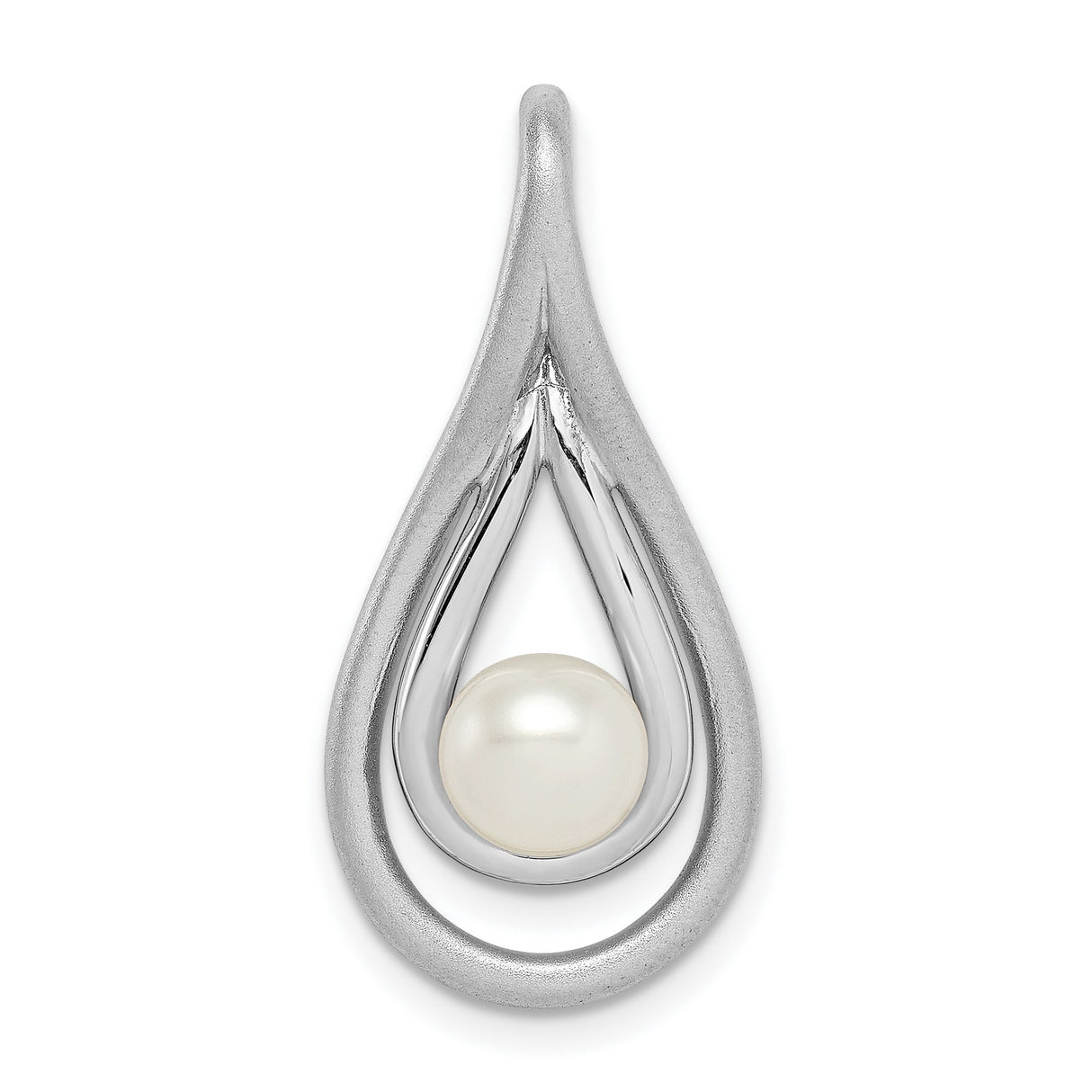 Sterling Silver Teardrop Pendant with White Pearl, Minimalist Bridal Jewelry for Women
