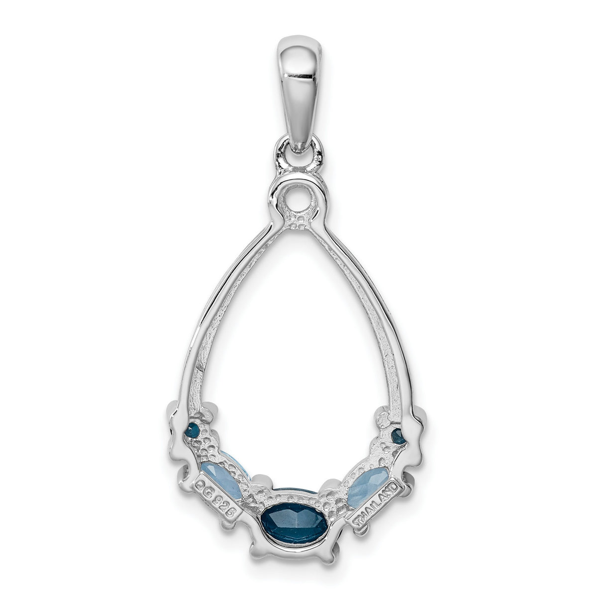 Sterling Silver Teardrop Pendant with London Blue and Swiss Blue Topaz, Modern Statement Jewelry