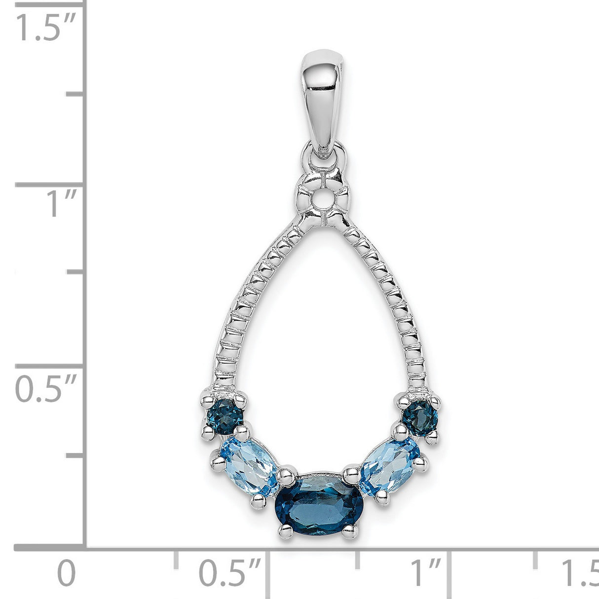 Sterling Silver Teardrop Pendant with London Blue and Swiss Blue Topaz, Modern Statement Jewelry