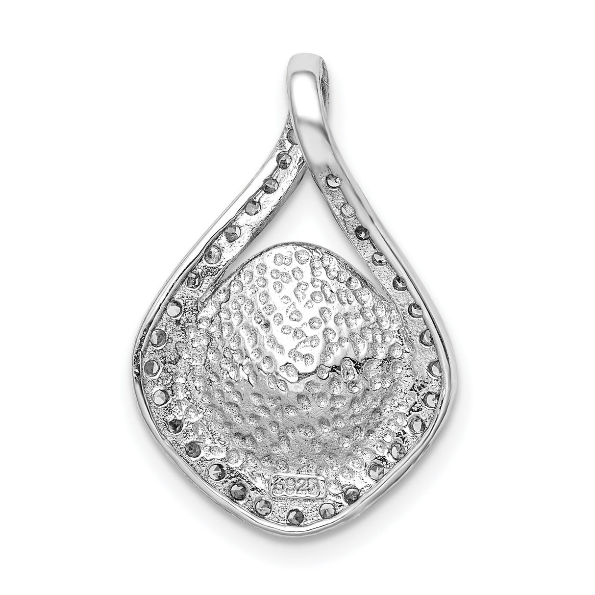 Sterling Silver Teardrop Pendant with Cushion Cut Golden Crystal and Cubic Zirconia Halo