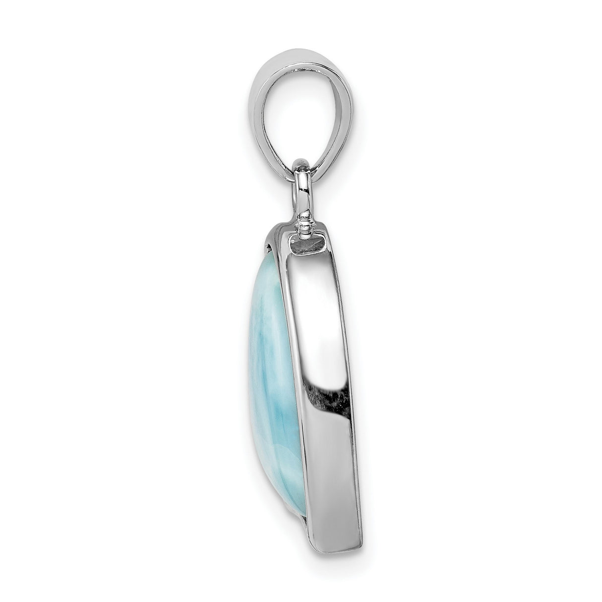 Sterling Silver Heart Pendant with Larimar Inlay, Ocean-Inspired Romantic Design for Women
