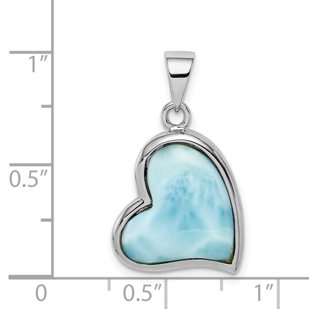 Sterling Silver Heart Pendant with Larimar Inlay, Ocean-Inspired Romantic Design for Women