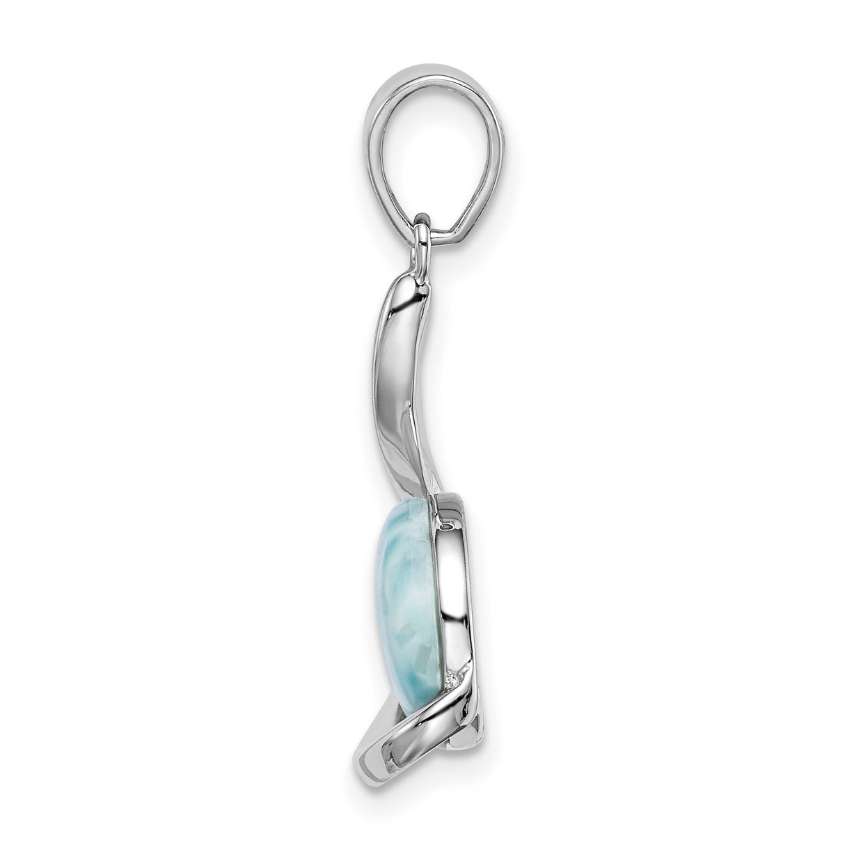 Sterling Silver Pendant with Larimar in Modern Swirl Design for Women