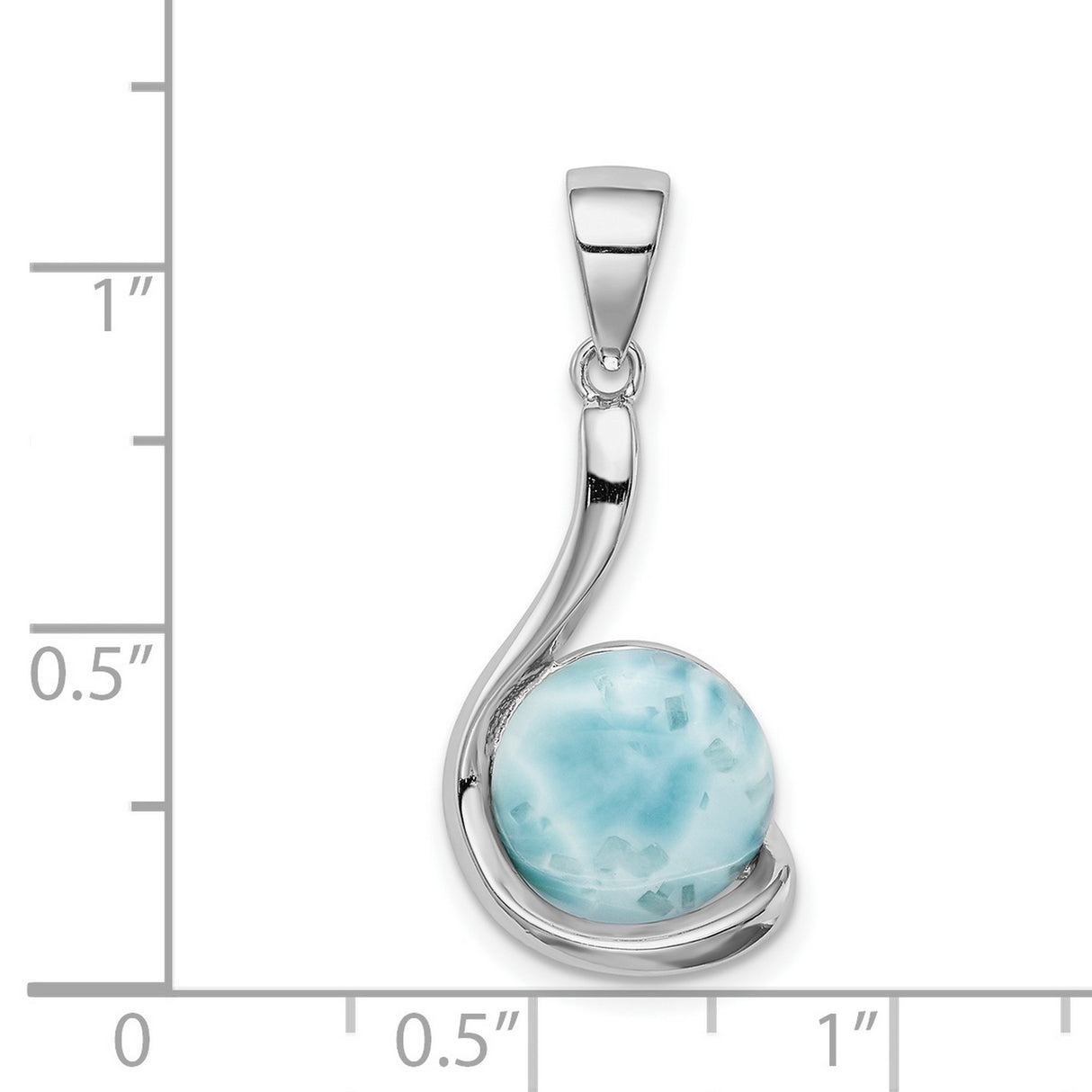Sterling Silver Pendant with Larimar in Modern Swirl Design for Women