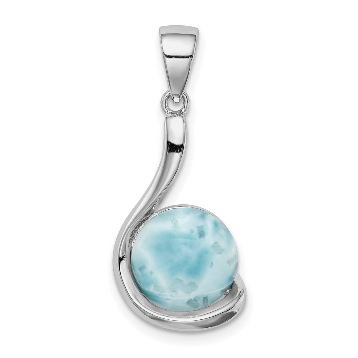 Sterling Silver Pendant with Larimar in Modern Swirl Design for Women