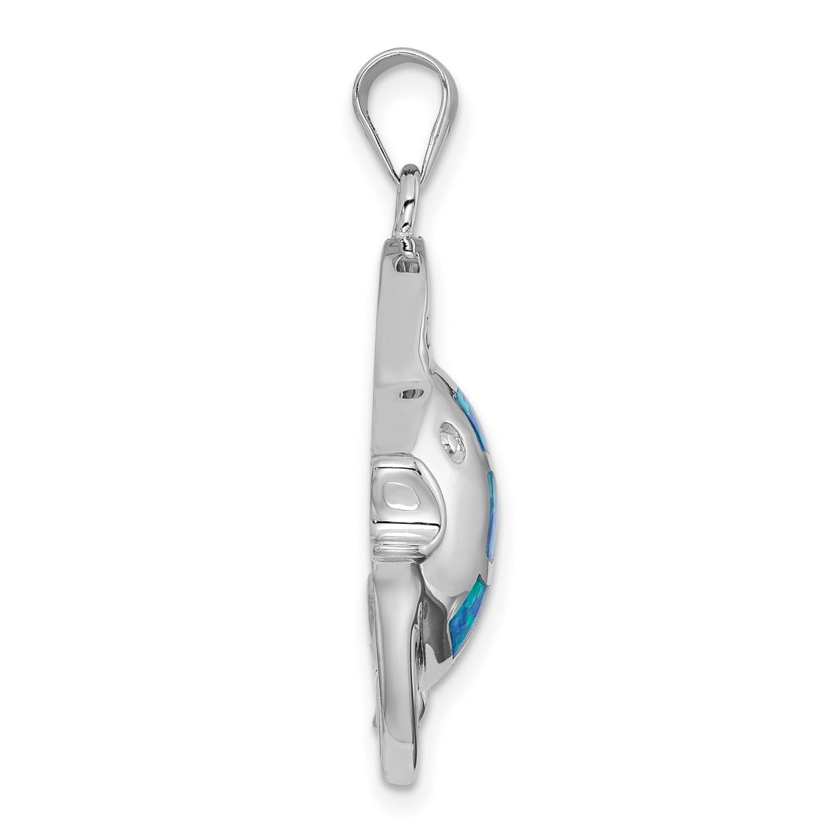Sterling Silver Fish Pendant with Blue Green Lab Created Opal, Ocean Inspired Jewelry