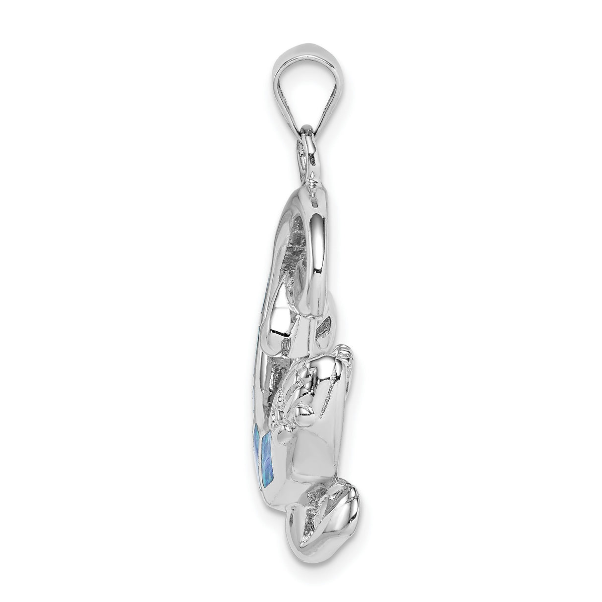 Sterling Silver Gecko Pendant with Lab Created Blue Opal, Tribal Lizard Design