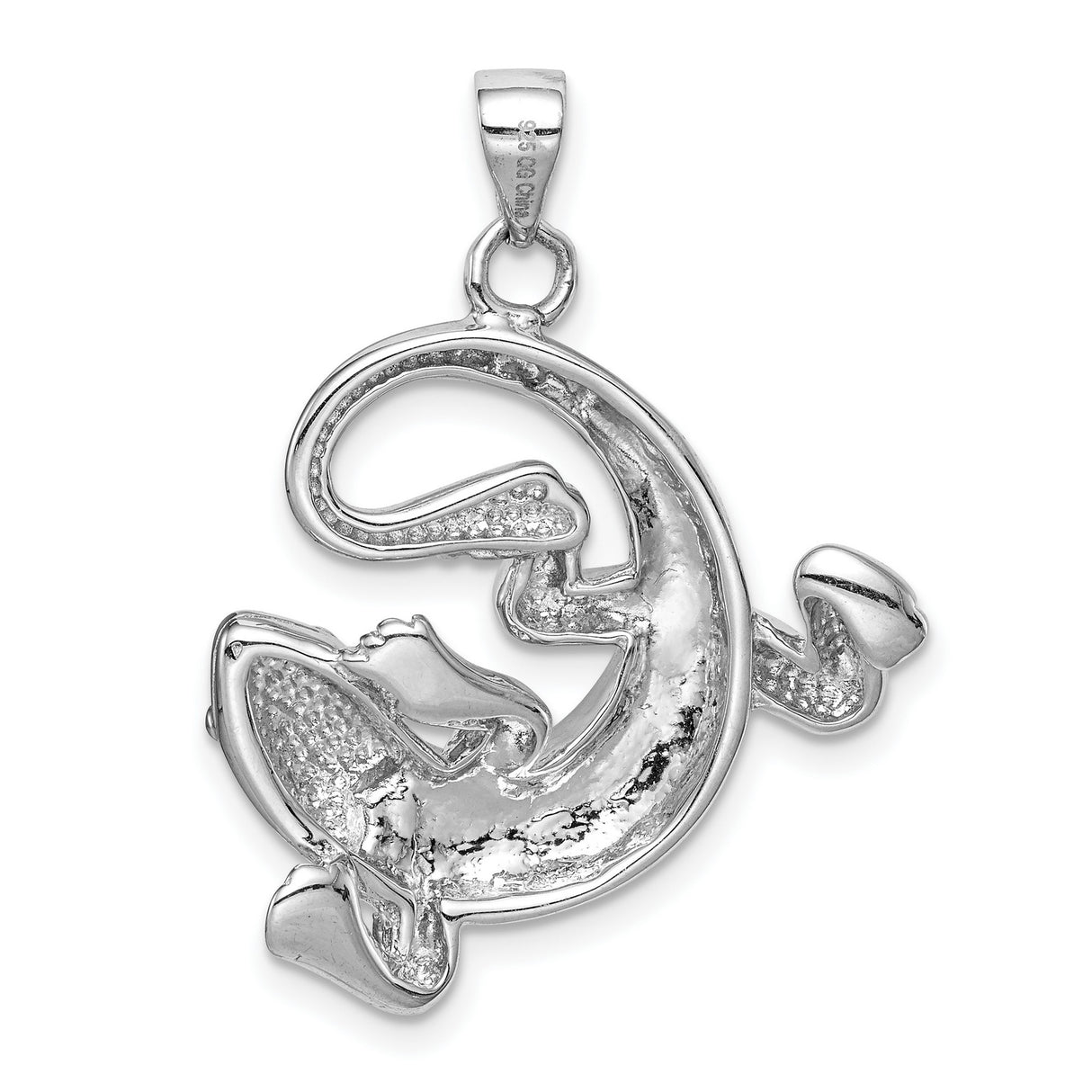 Sterling Silver Gecko Pendant with Lab Created Blue Opal, Tribal Lizard Design