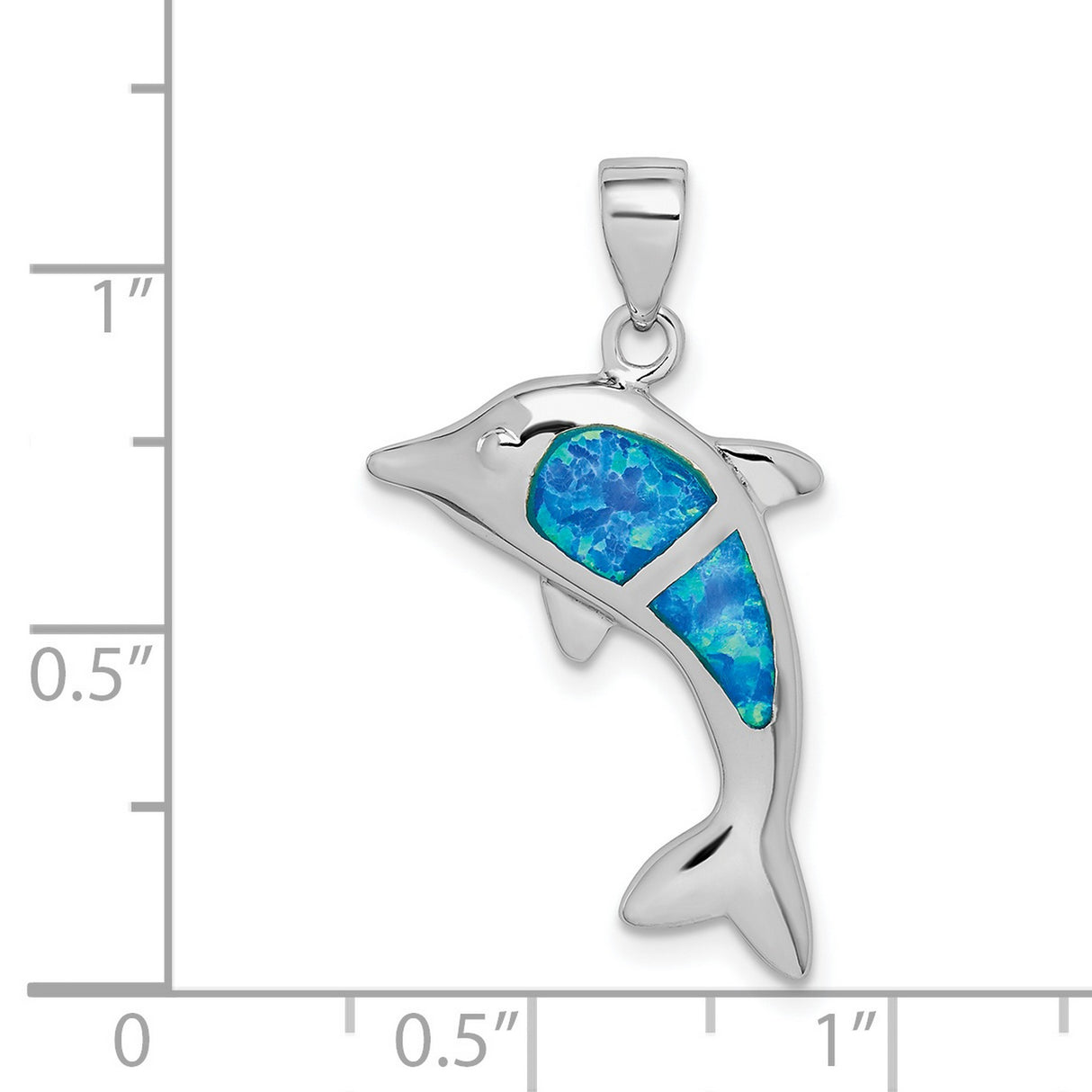 Sterling Silver Dolphin Pendant with Blue Lab Created Opal Inlay, Ocean Life Inspired Jewelry