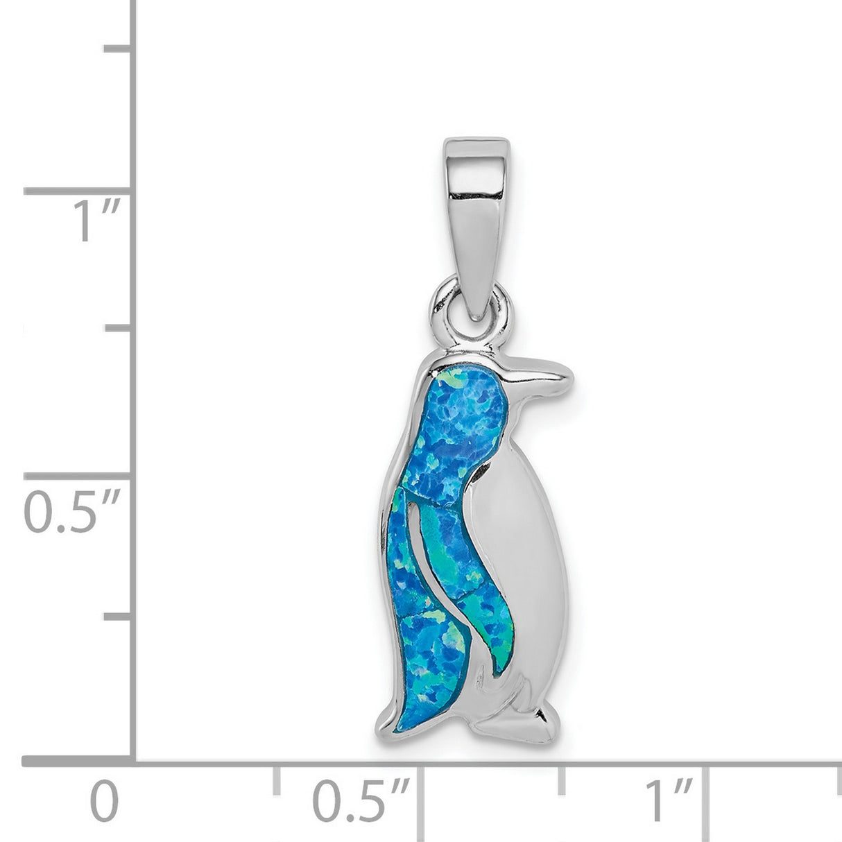 Sterling Silver Penguin Pendant with Blue Opal Inlay, Animal Theme, Unisex Jewelry