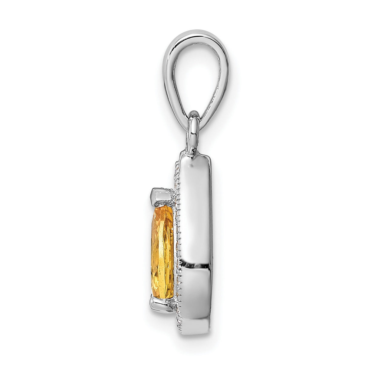 Sterling Silver Teardrop Pendant with Citrine and Cubic Zirconia Halo