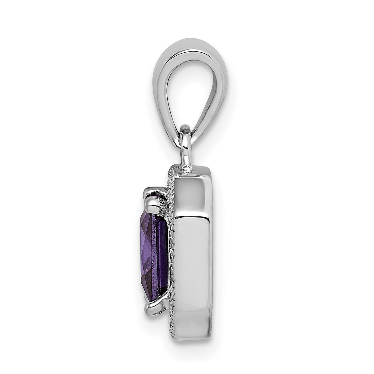 Sterling Silver Pendant with Amethyst and Cubic Zirconia Halo, February Birthstone Jewelry