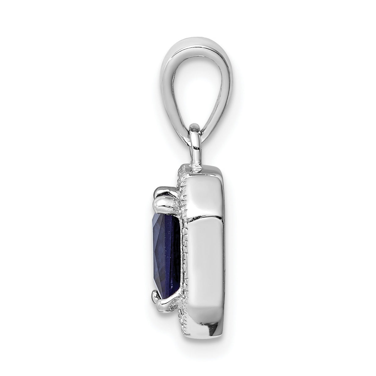 Sterling Silver Pendant with Deep Blue Cubic Zirconia and Halo Design for Women