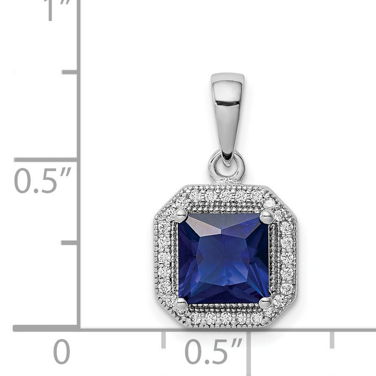 Sterling Silver Pendant with Deep Blue Cubic Zirconia and Halo Design for Women