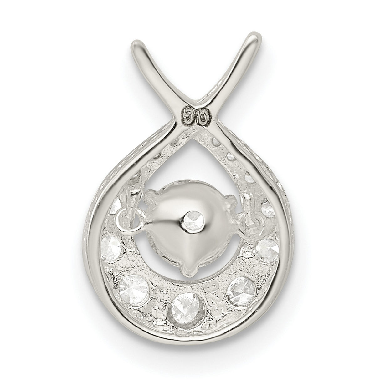 Sterling Silver Ichthys Fish Pendant with Cubic Zirconia, Christian Symbol Jewelry for Women