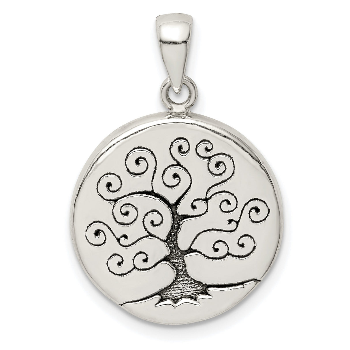 Sterling Silver Tree of Life Round Pendant with Sacred Symbol Design, Spiritual Boho Jewelry