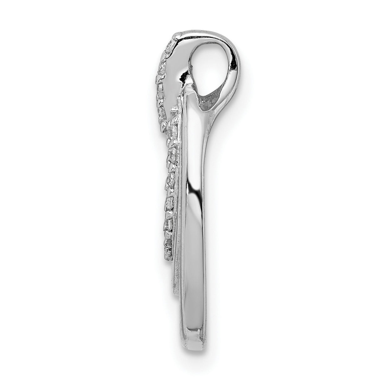 Sterling Silver Oval Pendant with Three Interlocking Loops and Cubic Zirconia Accents