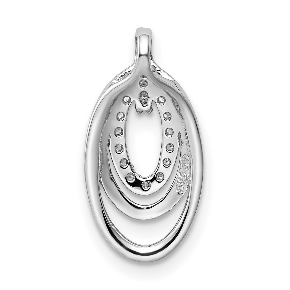 Sterling Silver Oval Pendant with Three Interlocking Loops and Cubic Zirconia Accents