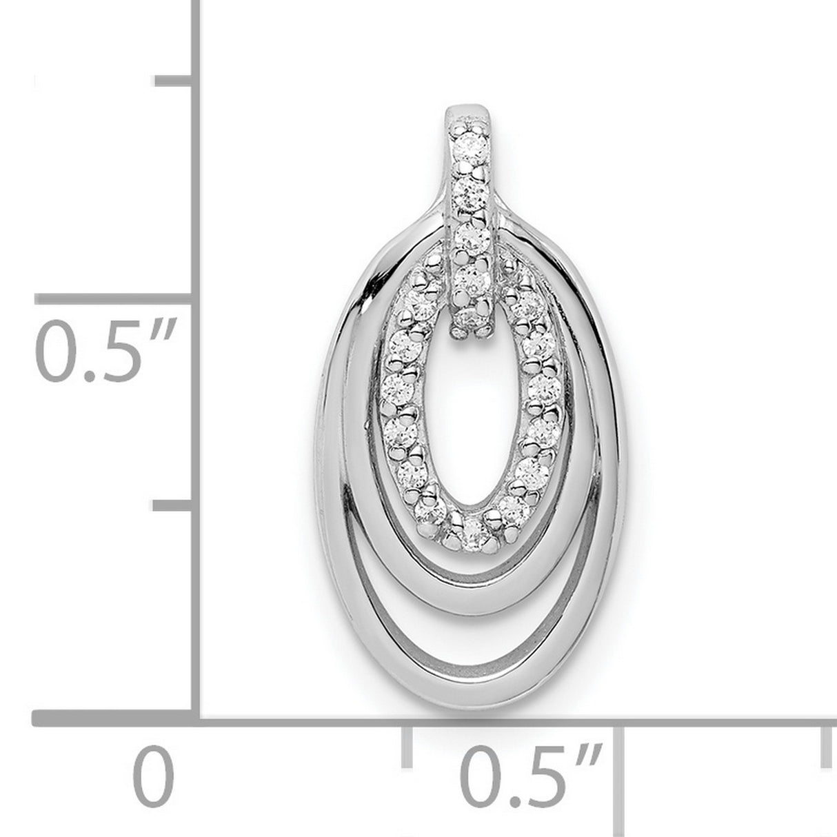 Sterling Silver Oval Pendant with Three Interlocking Loops and Cubic Zirconia Accents