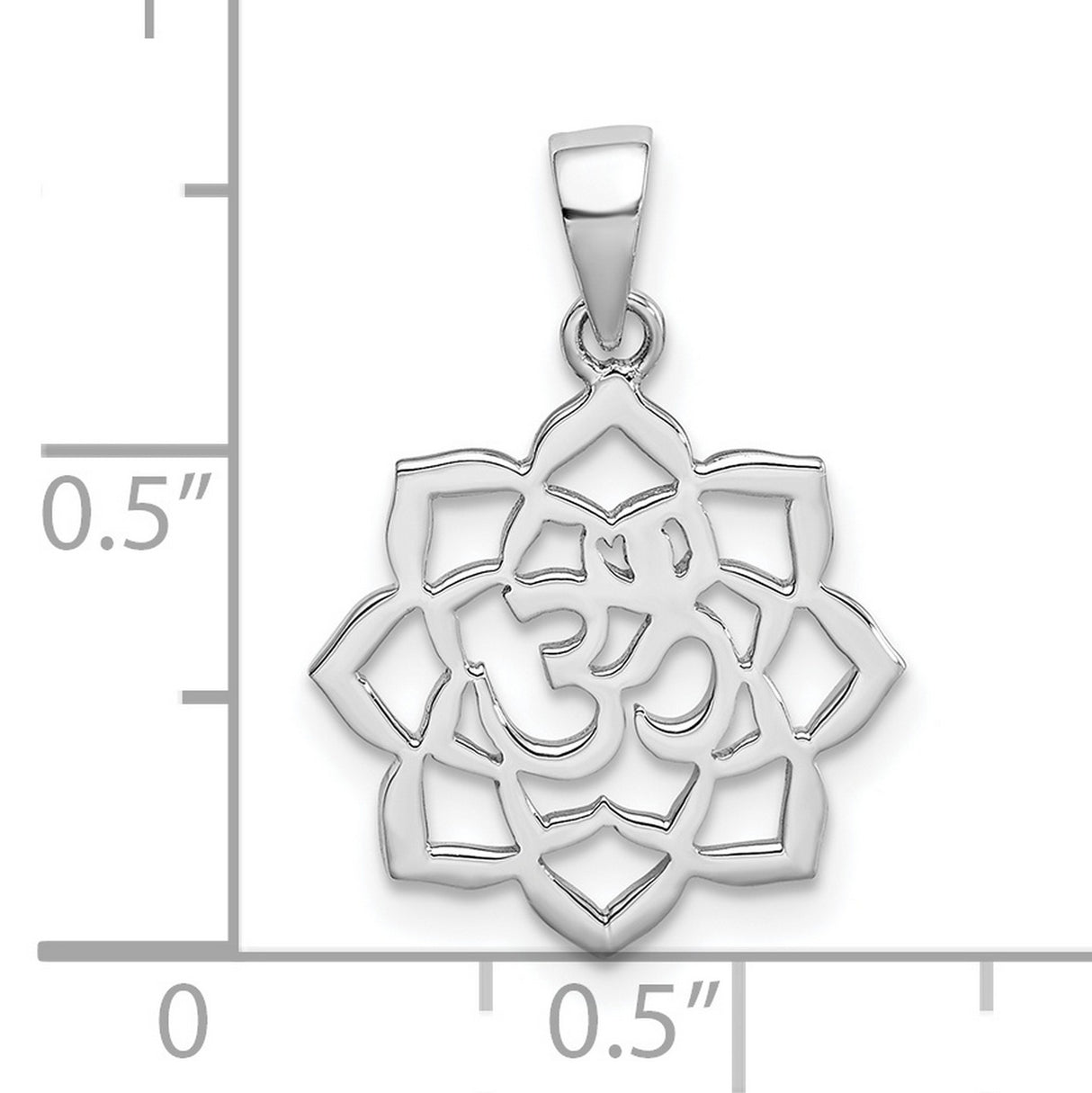 Lotus with Om Center Charm Pendant in Real 925 Sterling Silver