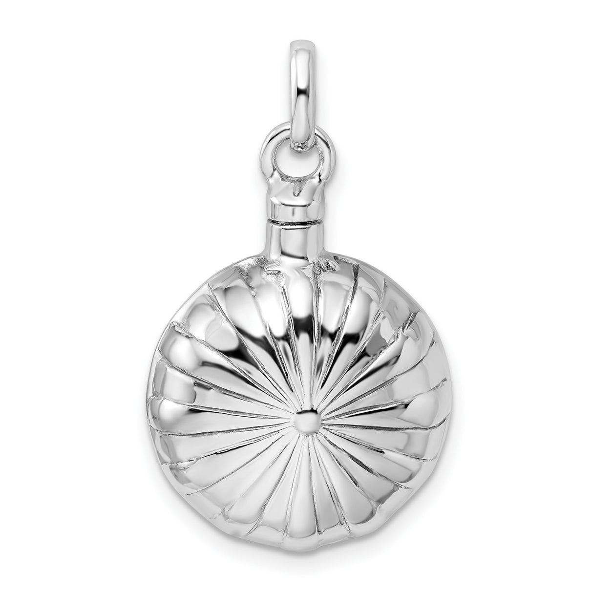 Sterling Silver Sunburst Locket Pendant, Round Radiant Design Keepsake Charm for Women