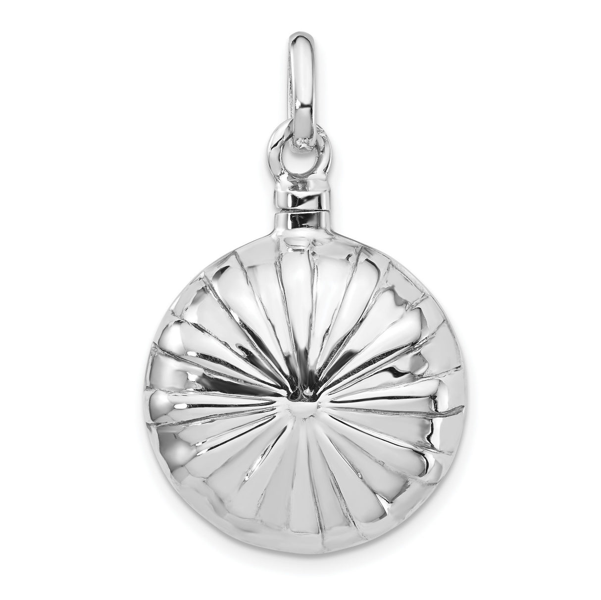 Sterling Silver Sunburst Locket Pendant, Round Radiant Design Keepsake Charm for Women
