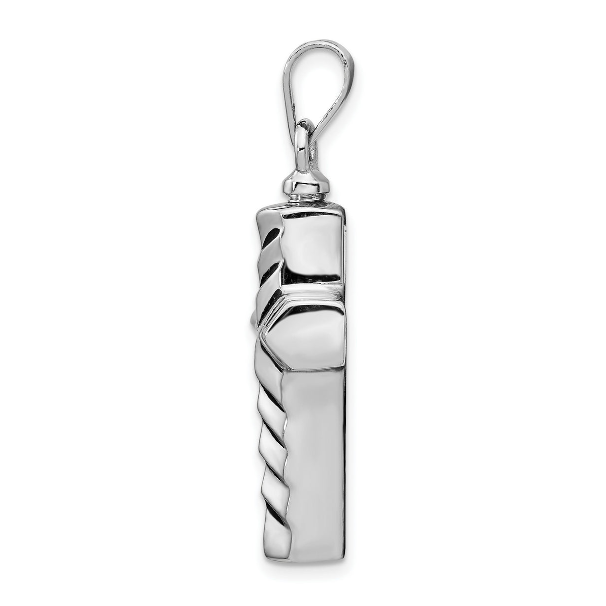 Sterling Silver Cross Pendant with Chevron Engraving, Polished Religious Jewelry for Men and Women