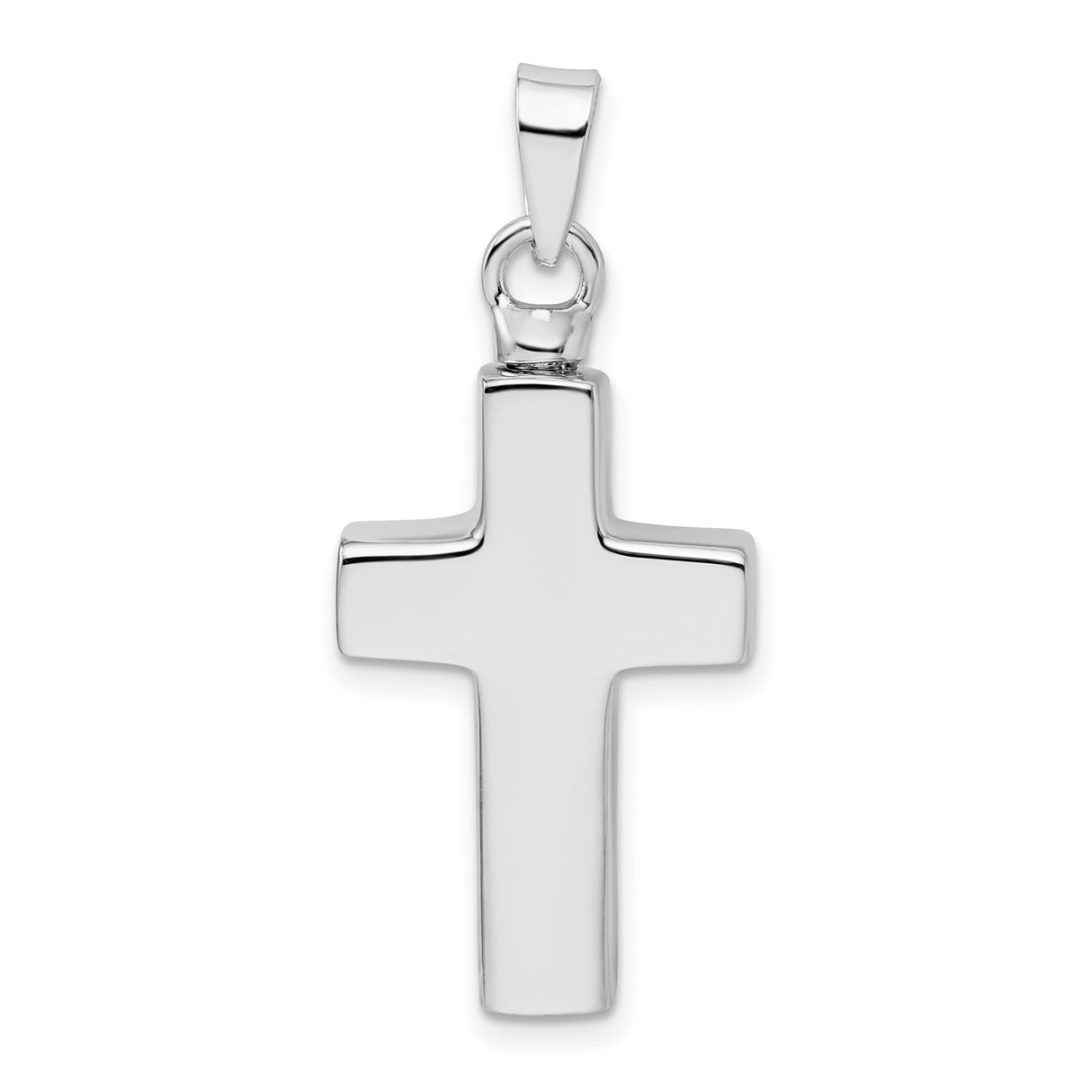 Sterling Silver Cross Pendant with Chevron Engraving, Polished Religious Jewelry for Men and Women