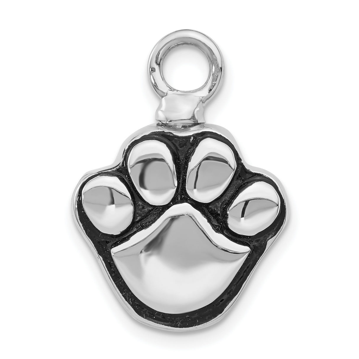 Sterling Silver Paw Pendant with Raised Motif, Pet Memorial Charm for Dog or Cat Lovers