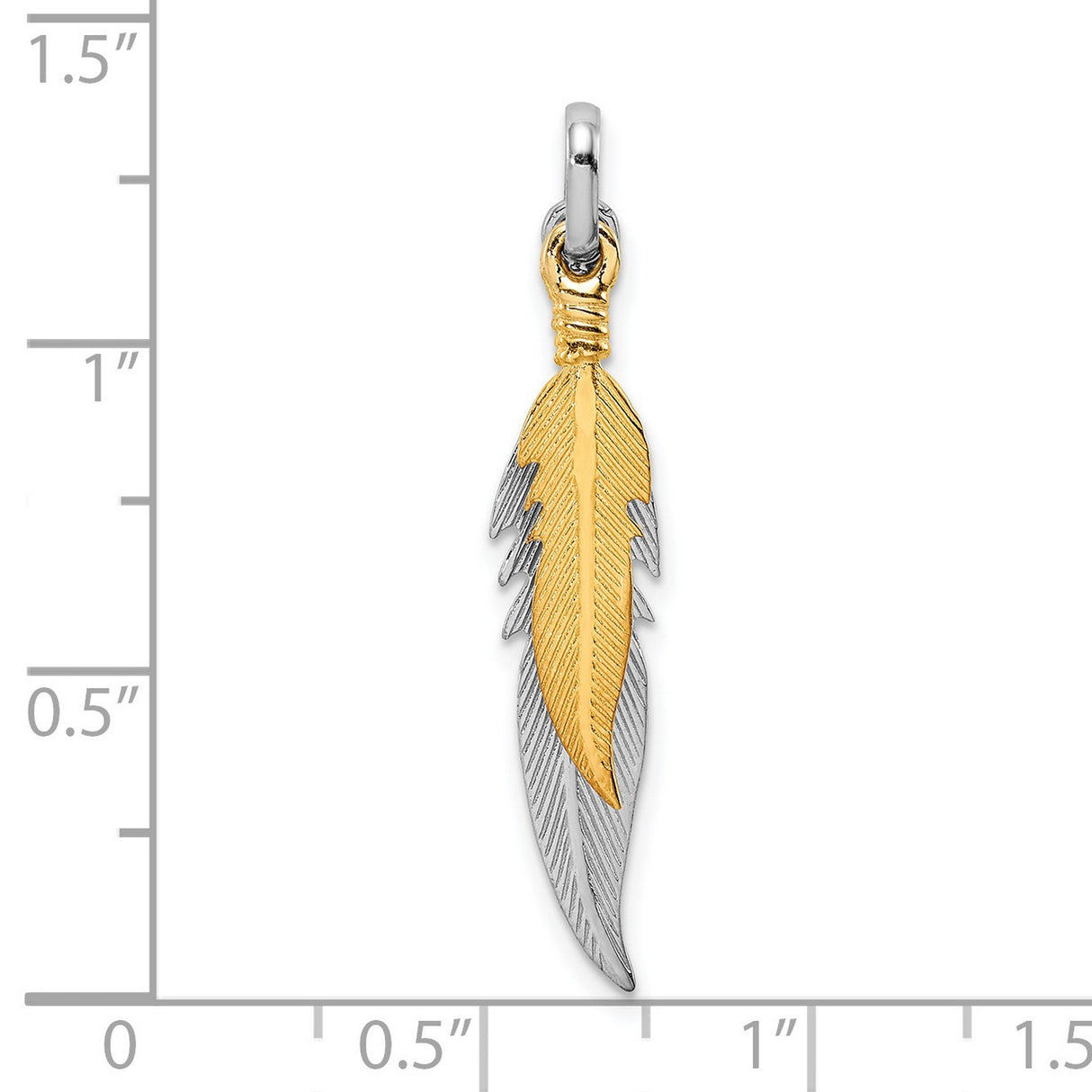 Sterling Silver Feather Pendant, Two Tone Nature Inspired Jewelry for Women or Unisex Wear