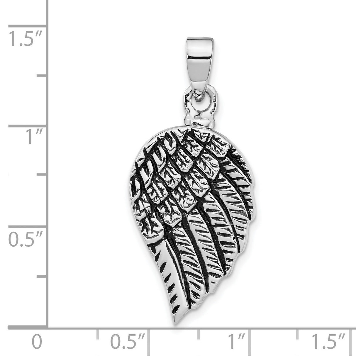 Sterling Silver Angel Wing Pendant with Etched Feather Detail, Spiritual Memorial Jewelry
