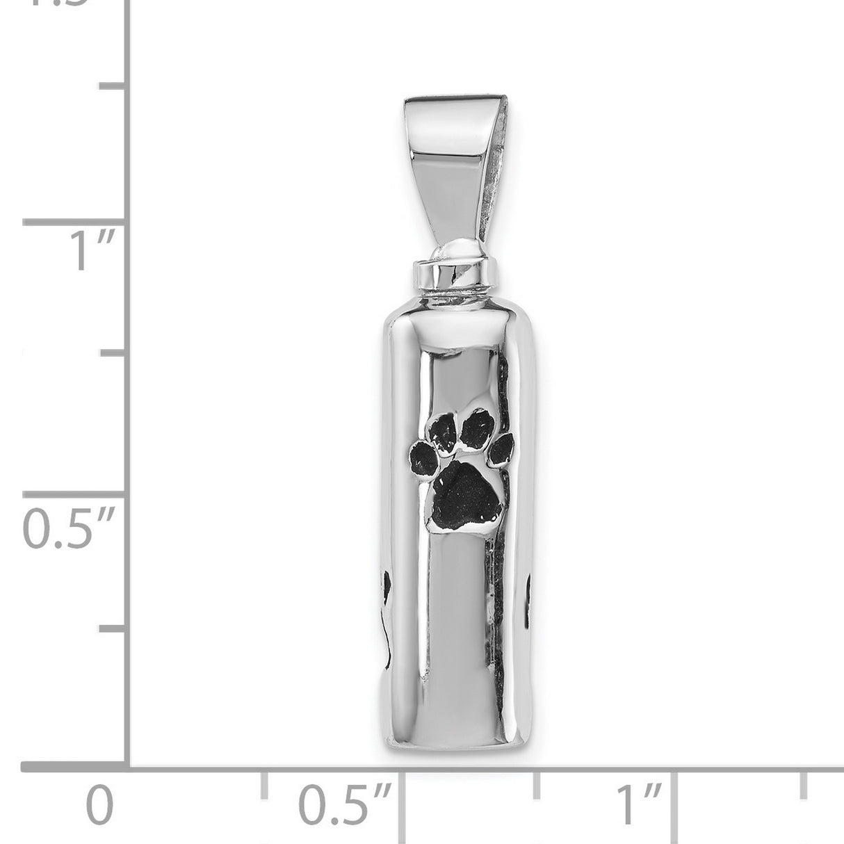 Sterling Silver Pendant with Black Paw Print Design, Pet Memorial Urn for Ashes