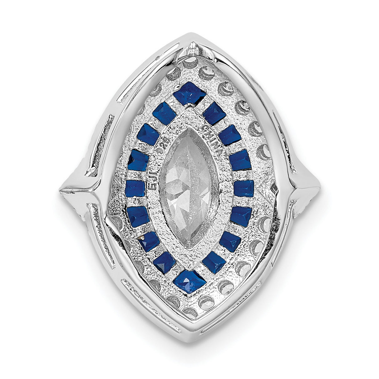 Sterling Silver Statement Ring with Cubic Zirconia, Spinel, Eye Design, Art Deco Style