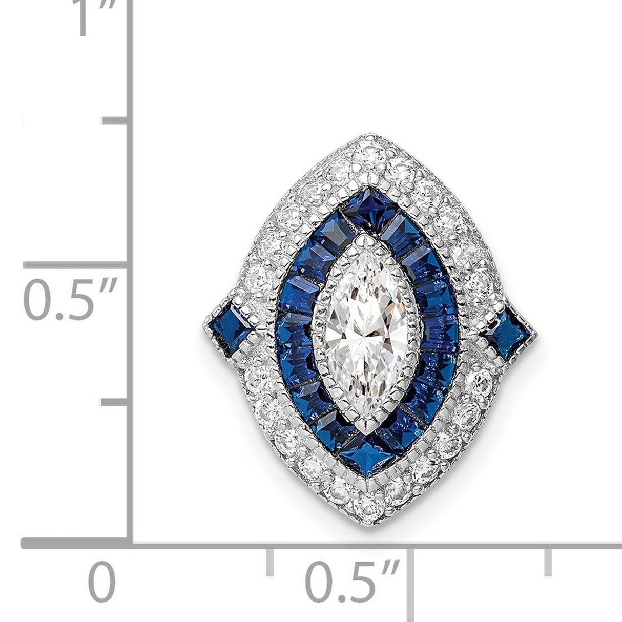 Sterling Silver Statement Ring with Cubic Zirconia, Spinel, Eye Design, Art Deco Style