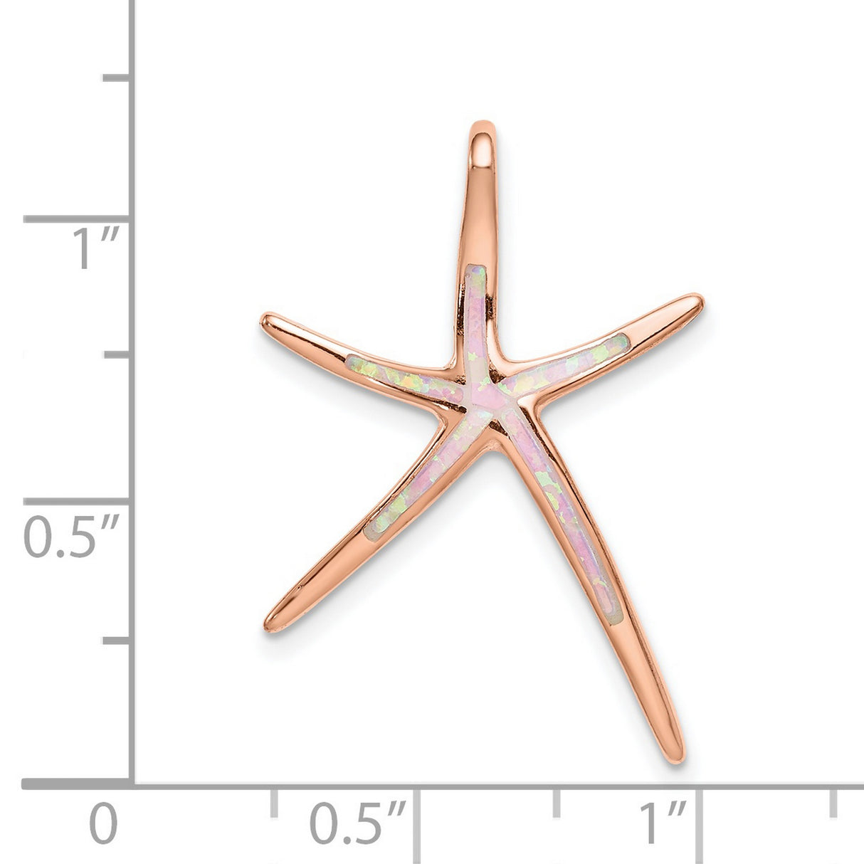 Sterling Silver Rose Gold Plated Starfish Pendant with Pink Lab Created Opal, Coastal Theme