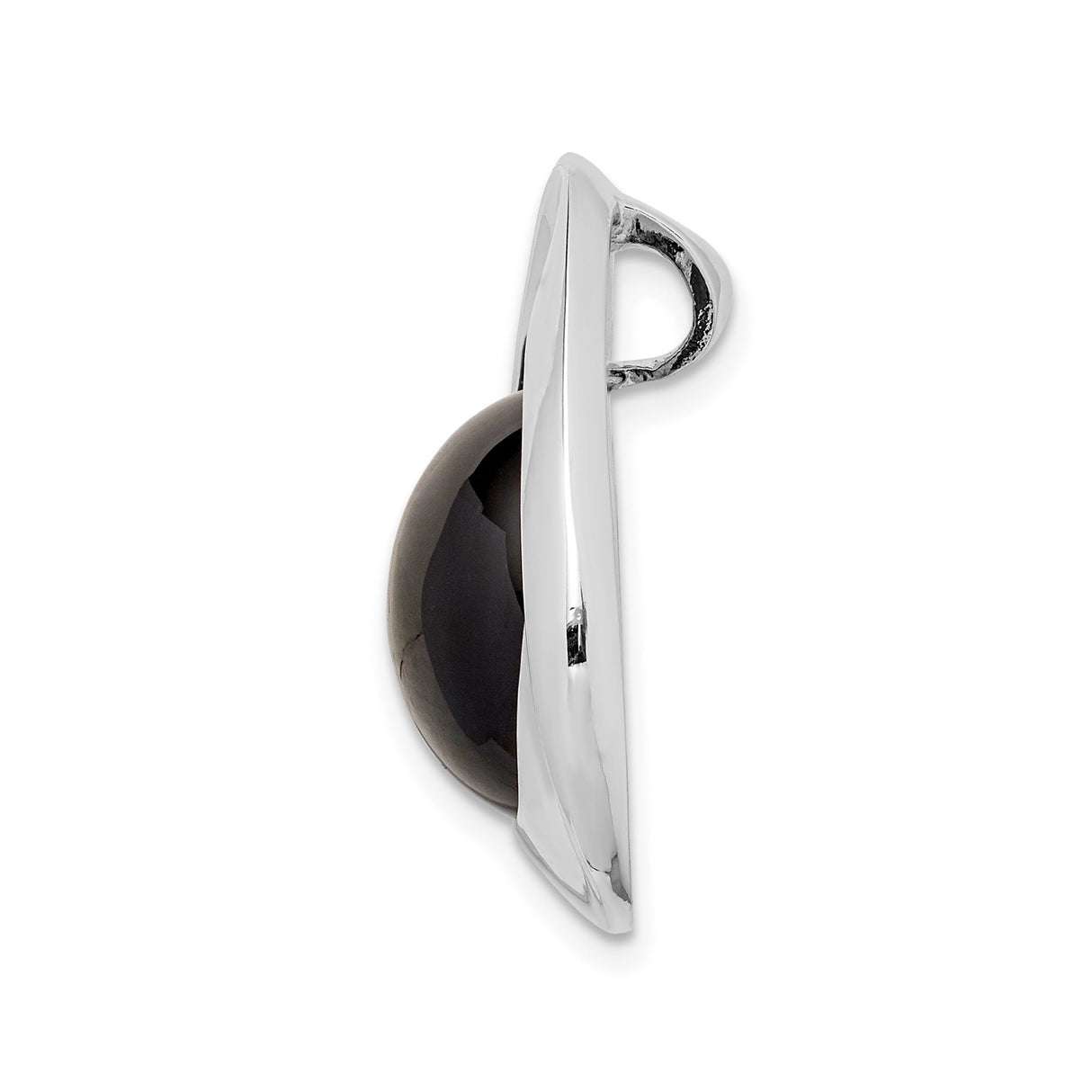 Sterling Silver Teardrop Pendant with Black Onyx, Abstract Swirl Design, Modern Minimalist Jewelry