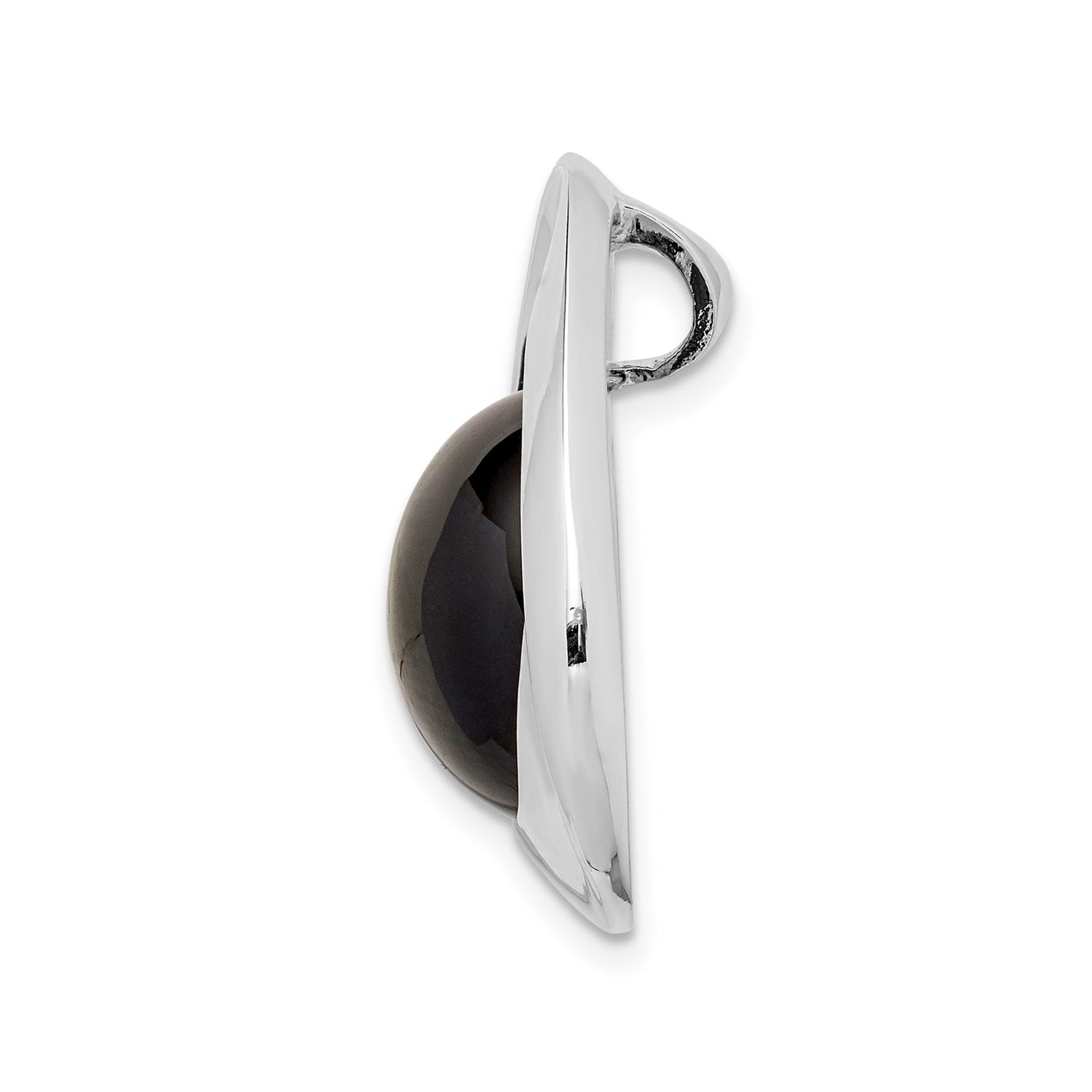 Sterling Silver Teardrop Pendant with Black Onyx, Abstract Swirl Design, Modern Minimalist Jewelry