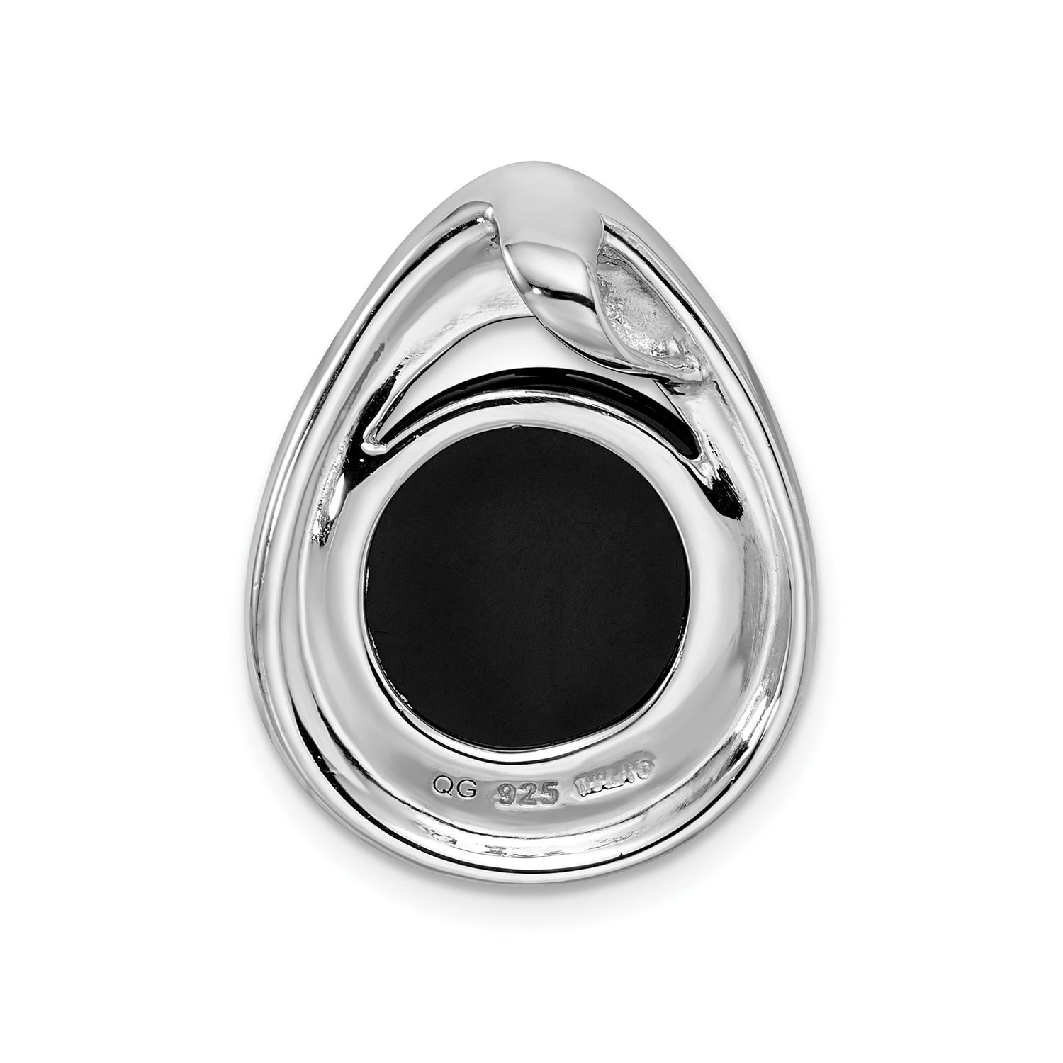 Sterling Silver Teardrop Pendant with Black Onyx, Abstract Swirl Design, Modern Minimalist Jewelry