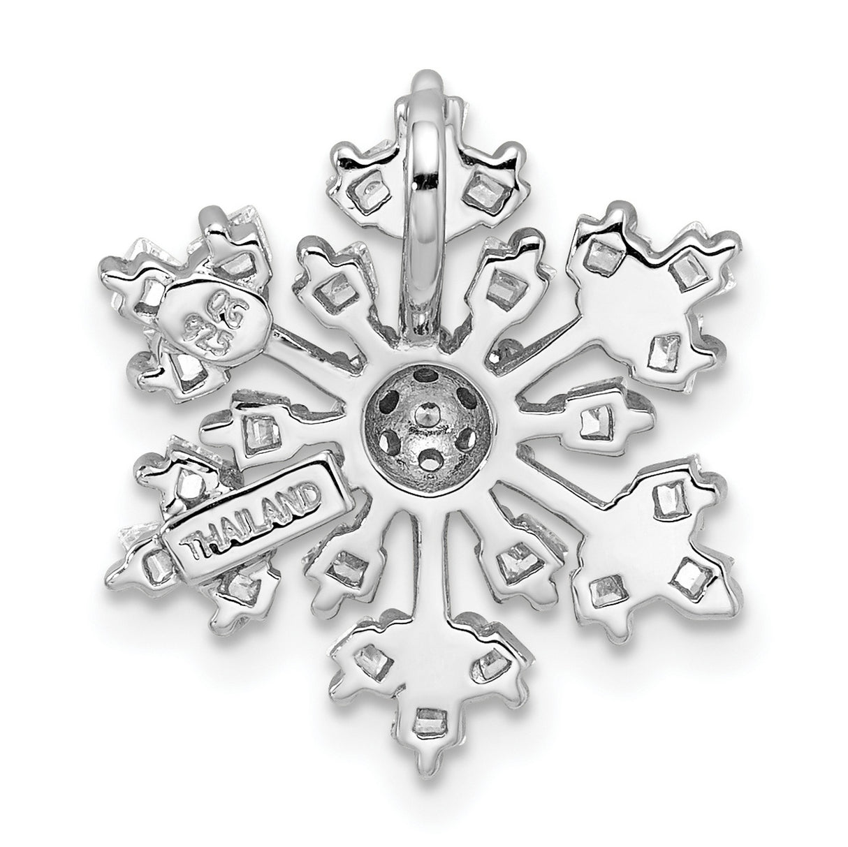 Sterling Silver Snowflake Pendant with Cubic Zirconia, Winter Holiday Charm Design for Women
