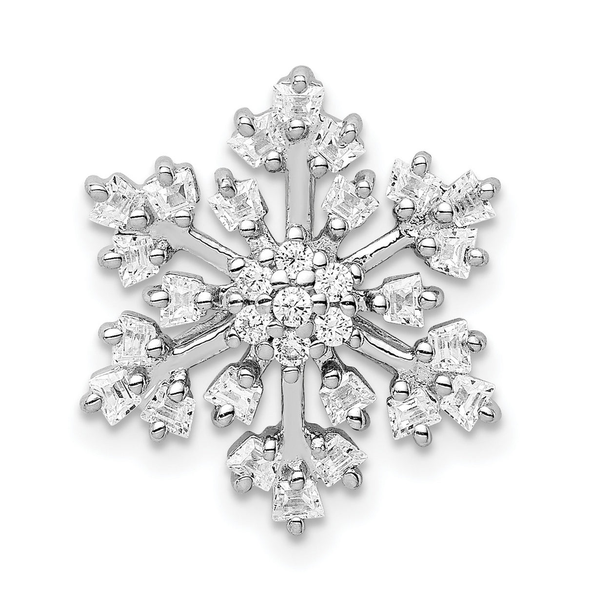 Sterling Silver Snowflake Pendant with Cubic Zirconia, Winter Holiday Charm Design for Women